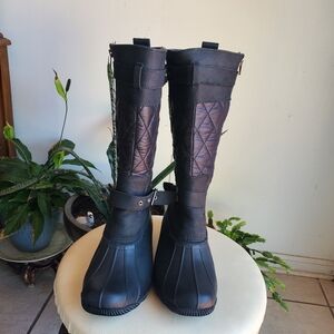 Sperry Black Quilted Winter Rain Boots